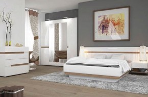 Кровать 160/TYP 94-01 с подъемником, LINATE ,цвет белый/сонома трюфель в Агрызе - agryz.ok-mebel.com | фото 4