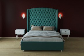 Кровать Берлин ЛЮКС с ПМ 800 (велюр бирюзовый) в Агрызе - agryz.ok-mebel.com | фото 2