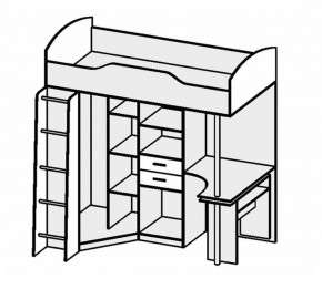 Кровать-чердак Бриз-1 УНИ (Ясень темный/светлый) в Агрызе - agryz.ok-mebel.com | фото 2