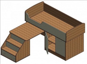 Кровать-чердак "Дюймовочка-2" Дуб молочный/орех в Агрызе - agryz.ok-mebel.com | фото 2