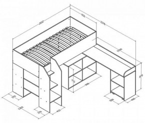 Кровать-чердак "Теремок-2" Дуб молочный/Салатовый в Агрызе - agryz.ok-mebel.com | фото 3