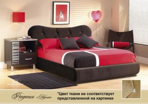 Кровать Феодосия 1400 со стразами в ткани "Конфетти кофе" (коричневый) серия Норма, основание, ПМ, дно ЛДСП в Агрызе - agryz.ok-mebel.com | фото