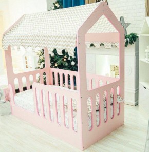 Кровать-домик без ящика 800*1600 (Розовый) в Агрызе - agryz.ok-mebel.com | фото 1
