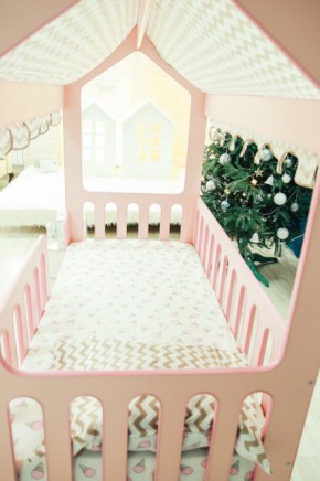 Кровать-домик без ящика 800*1600 (Розовый) в Агрызе - agryz.ok-mebel.com | фото 3