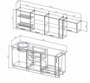Кухонный гарнитур Антрацит 2550 (Стол. 26мм) в Агрызе - agryz.ok-mebel.com | фото 2