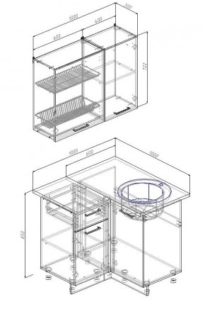 Кухонный гарнитур угловой Лада 1000х1000 (Стол. 38мм) в Агрызе - agryz.ok-mebel.com | фото 2