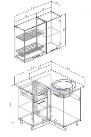 Кухонный гарнитур угловой Лофт 1000х1000 (Стол. 38мм) в Агрызе - agryz.ok-mebel.com | фото 2