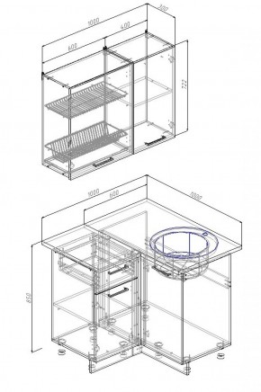 Кухонный гарнитур угловой Вегас 1000*1000 (Стол. 26мм) в Агрызе - agryz.ok-mebel.com | фото 2