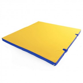 Мат гимнастический 1х1х0,08м с вырезом под стойки цв. синий-желтый в Агрызе - agryz.ok-mebel.com | фото 1