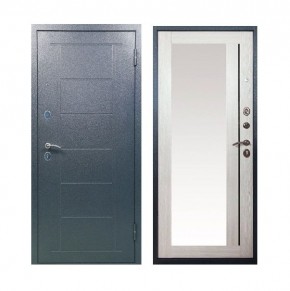 Металлическая дверь ТИТАН (МЕТАЛЛ-ПАНЕЛЬ) Зеркало/Букле графит + Штамп/Лиственница в Агрызе - agryz.ok-mebel.com | фото