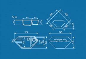 Мойка кухонная ULGRAN U-409 (970*500) в Агрызе - agryz.ok-mebel.com | фото 2