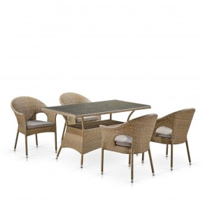 Обеденный комплект плетеной мебели T198B/Y79B-W56 Light Brown (4+1) в Агрызе - agryz.ok-mebel.com | фото
