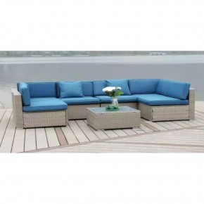 Плетеный модульный комплект YR822C Grey (подушка синяя) в Агрызе - agryz.ok-mebel.com | фото 3