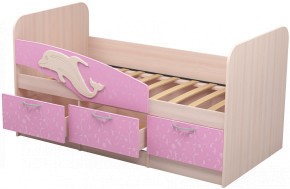 Кровать Дельфин 1,6 (Дуб молочный/фасад - Ламарти розовый) в Агрызе - agryz.ok-mebel.com | фото