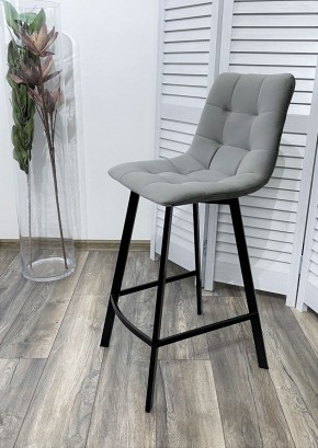 Полубарный стул CHILLI-QB SQUARE светло-серый #26, велюр / черный каркас (H=66cm) М-City в Агрызе - agryz.ok-mebel.com | фото 2