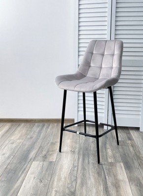 Полубарный стул ХОФМАН, цвет H-09 Светло-серый, велюр / черный каркас H=63cm М-City в Агрызе - agryz.ok-mebel.com | фото 2