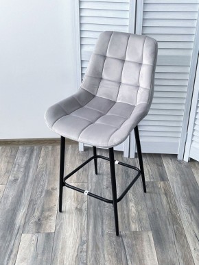 Полубарный стул ХОФМАН, цвет H-09 Светло-серый, велюр / черный каркас H=63cm М-City в Агрызе - agryz.ok-mebel.com | фото 4