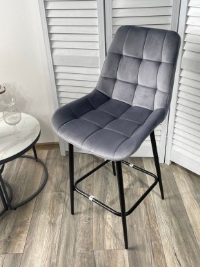 Полубарный стул ХОФМАН, цвет H-14 Серый, велюр / черный каркас H=63cm М-City в Агрызе - agryz.ok-mebel.com | фото 4