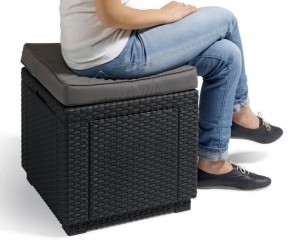 Пуфик Куб с подушкой (Cube with cushion) коричневый - серо-бежевый* в Агрызе - agryz.ok-mebel.com | фото 2