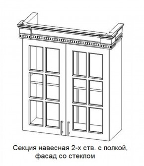 Секция навесная 2-х ств. с полкой "Верона", фасад со стеклом (800) в Агрызе - agryz.ok-mebel.com | фото