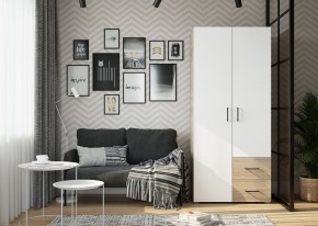Шкаф 2-х створчатый с ящиками VICTOR (Сонома-Белый) в Агрызе - agryz.ok-mebel.com | фото 3