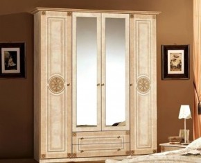 Шкаф 4-х дверный с зеркалами (02.144) Рома (беж) в Агрызе - agryz.ok-mebel.com | фото