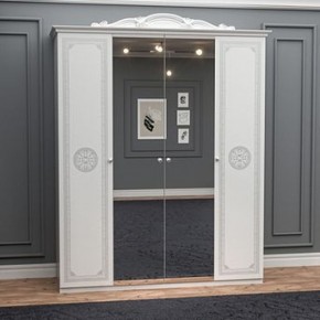 Шкаф 4-х дверный с зеркалами (12.244) Грация (белый/серебро) в Агрызе - agryz.ok-mebel.com | фото