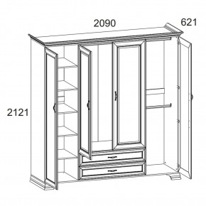 Шкаф 4D2S Z, TIFFANY, цвет вудлайн кремовый в Агрызе - agryz.ok-mebel.com | фото 2