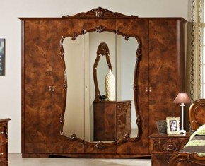 Шкаф 5-и дверный с зеркалами (20.145) Тициана (орех) в Агрызе - agryz.ok-mebel.com | фото