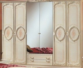 Шкаф 6-и дверный с зеркалами (01.146) Роза (беж) в Агрызе - agryz.ok-mebel.com | фото
