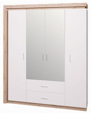 Шкаф для одежды с ящиками 4-х створчатый с зеркалом Люмен 16 в Агрызе - agryz.ok-mebel.com | фото
