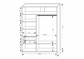 Шкаф-купе 1500 серии NEW CLASSIC K2+K2+B2+PL2(2 ящика+1 штанга+1 полка) профиль «Капучино» в Агрызе - agryz.ok-mebel.com | фото 3