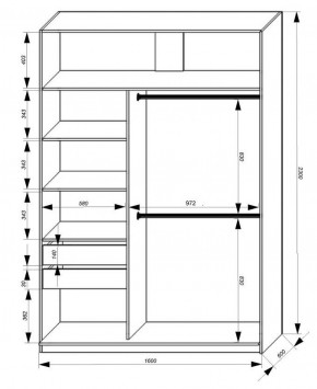 Шкаф-купе 1600 серии SOFT D8+D2+B2+PL4 (2 ящика+F обр.штанга) профиль «Графит» в Агрызе - agryz.ok-mebel.com | фото 2