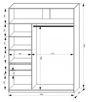 Шкаф-купе 1800 серии SOFT D1+D3+B2+PL1 (2 ящика+1штанга) профиль «Графит» в Агрызе - agryz.ok-mebel.com | фото 3