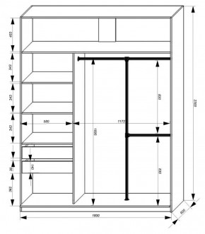 Шкаф-купе 1800 серии SOFT D8+D2+B2+PL4 (2 ящика+F обр.штанга) профиль «Графит» в Агрызе - agryz.ok-mebel.com | фото 3