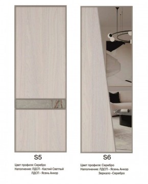 Шкаф-купе 2250 серии SILVER S5+S1+S5 B22+PL2 (по 2 ящика лев/прав+1 штанга+1 полка) профиль «Серебро» в Агрызе - agryz.ok-mebel.com | фото 13