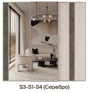 Шкаф-купе 2250 серии SILVER S5+S1+S5 B22+PL2 (по 2 ящика лев/прав+1 штанга+1 полка) профиль «Серебро» в Агрызе - agryz.ok-mebel.com | фото 8