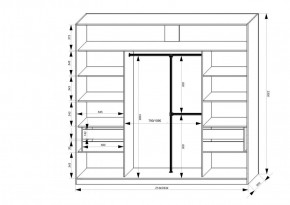 Шкаф-купе 2450 серии NEW CLASSIC K1+K1+K1+B22+PL4 (по 2 ящика лев/прав+F обр.штанга) профиль «Капучино» в Агрызе - agryz.ok-mebel.com | фото 3