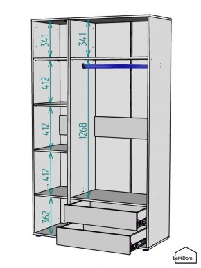 Шкаф Linnea MHR-3PO-2 2050х1200х510 (Белый-М 11.1.2) в Агрызе - agryz.ok-mebel.com | фото 3