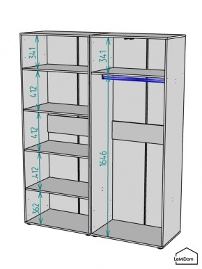 Шкаф Linnea MHR-4-1 2050х1600х510 (Белый-М 11.1.2) в Агрызе - agryz.ok-mebel.com | фото 3