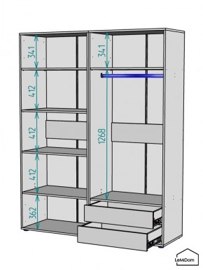 Шкаф Linnea MHR-4PO-2 2050х1600х510 (Белый-М 11.1.2) в Агрызе - agryz.ok-mebel.com | фото 3