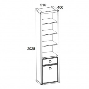 Шкаф открытый 1D1S, MAGELLAN, цвет Сосна винтаж в Агрызе - agryz.ok-mebel.com | фото 2