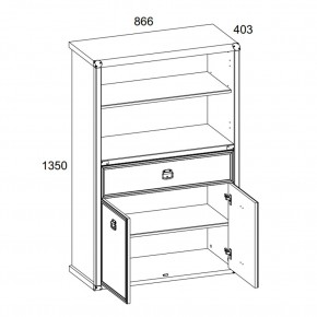 Шкаф открытый 2D1S, MAGELLAN, цвет Сосна винтаж в Агрызе - agryz.ok-mebel.com | фото 3