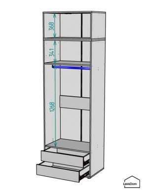 Шкаф с антресолью Linnea MHR-2A-3 2450х800х510 (Графит-М 11.1.25) в Агрызе - agryz.ok-mebel.com | фото 3
