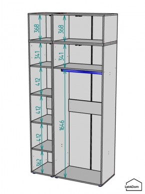 Шкаф с антресолью Linnea MHR-3A-1 2450х1200х510 (Графит-М 11.1.25) в Агрызе - agryz.ok-mebel.com | фото 3
