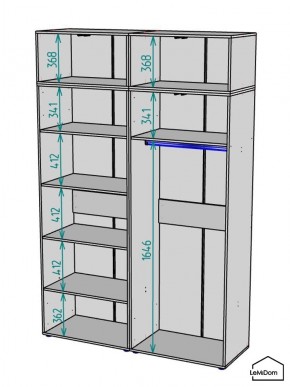 Шкаф с антресолью Linnea MHR-4A-1 2450х1600х510 (Графит-М 11.1.25) в Агрызе - agryz.ok-mebel.com | фото 3
