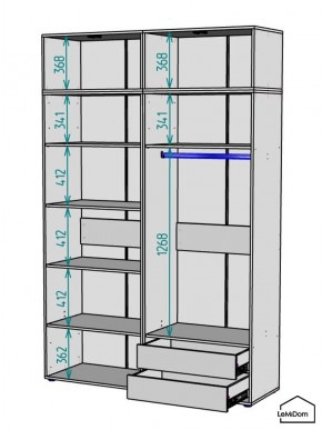 Шкаф с антресолью Linnea MHR-4POA-2 2450х1600х510 (Белый-М 11.1.1) в Агрызе - agryz.ok-mebel.com | фото 3