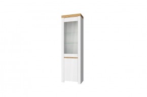 Шкаф с витриной  1V1D, TAURUS, цвет белый/дуб вотан в Агрызе - agryz.ok-mebel.com | фото