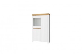 Шкаф с витриной 1V2D, TAURUS, цвет белый/дуб вотан в Агрызе - agryz.ok-mebel.com | фото