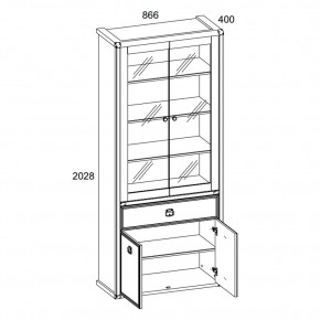 Шкаф с витриной 2V2D1S, MAGELLAN, цвет Сосна винтаж в Агрызе - agryz.ok-mebel.com | фото 2